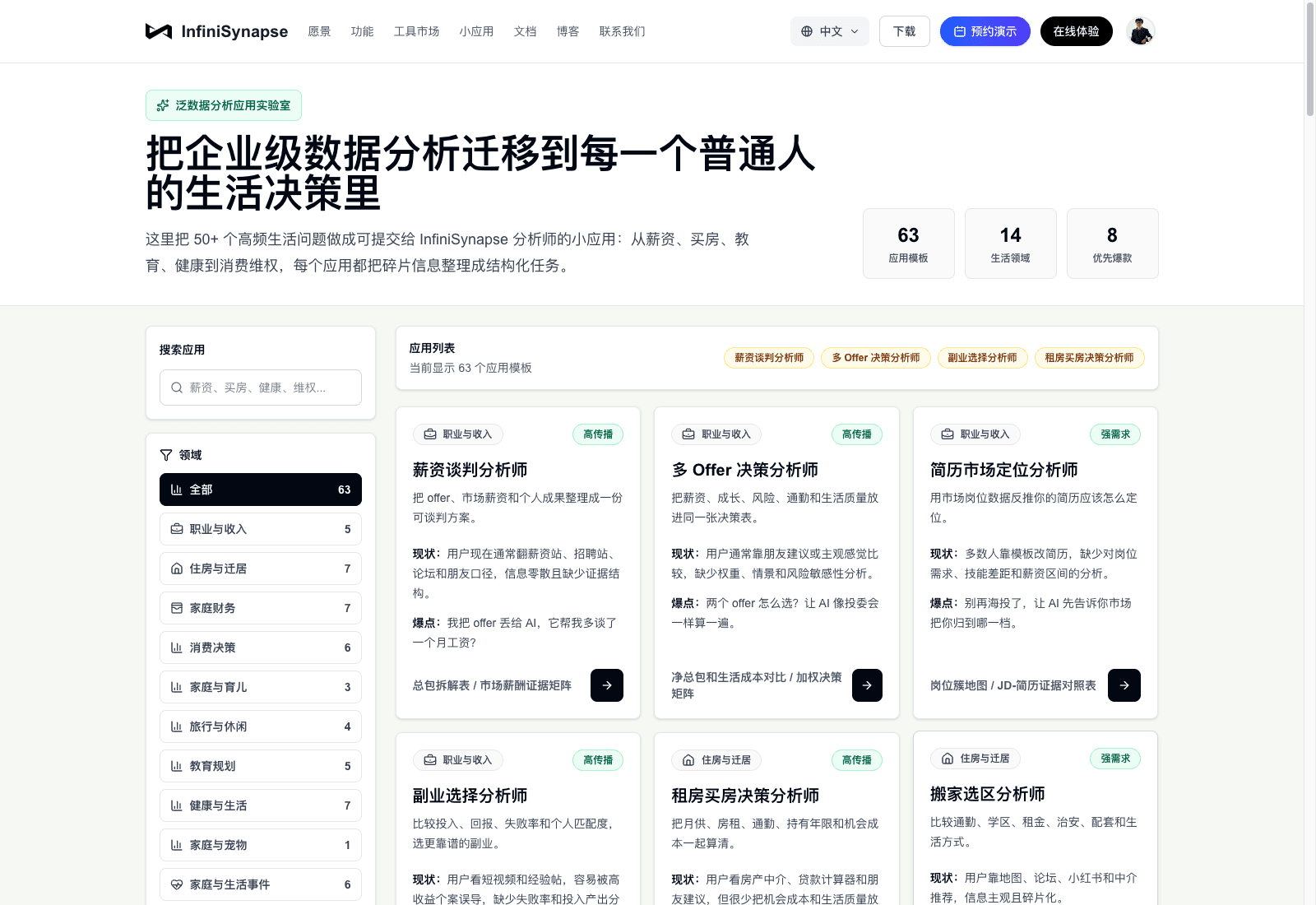 InfiniSynapse 泛数据分析应用实验室总览