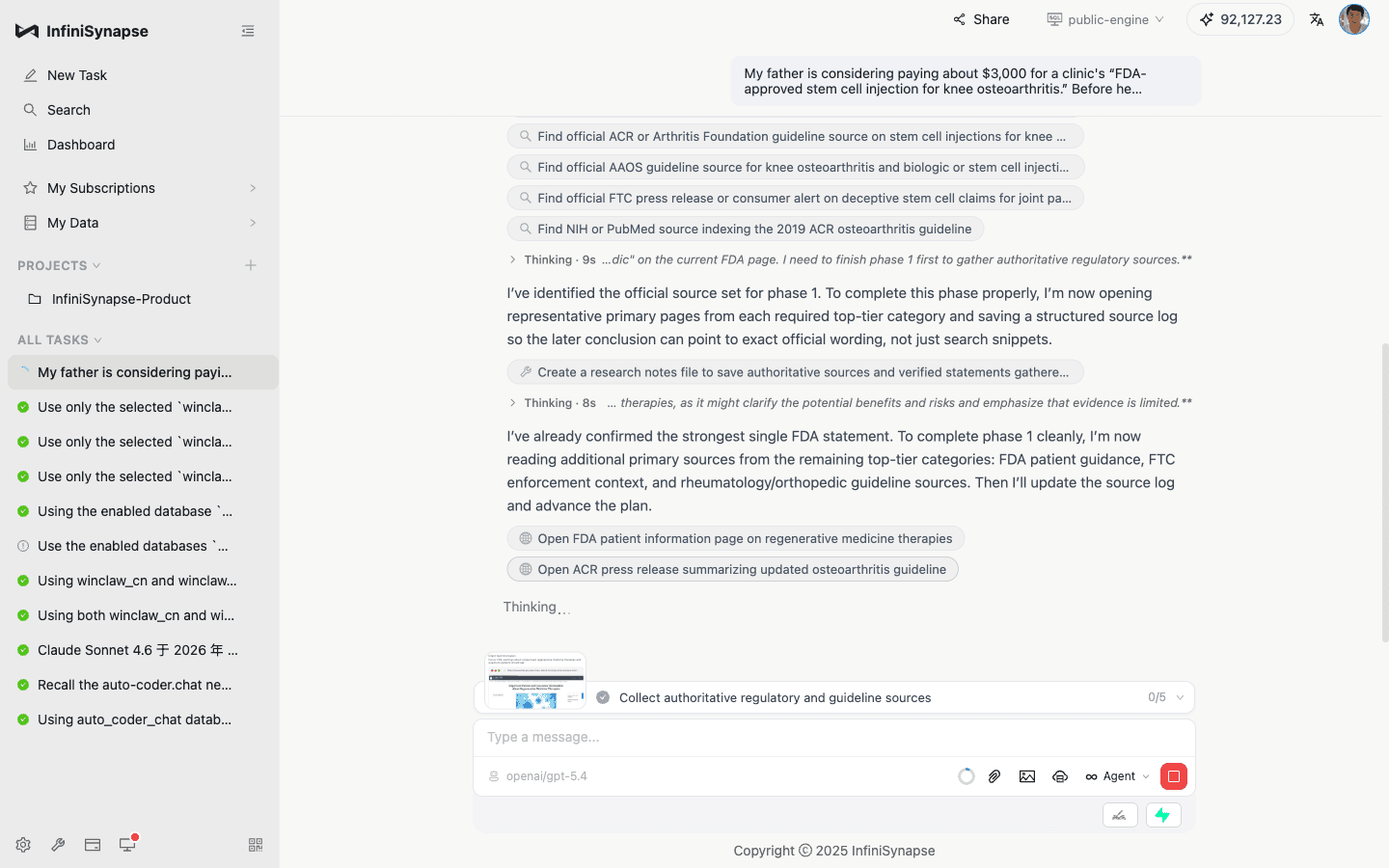 InfiniSynapse saved FDA findings into a research notes file during execution