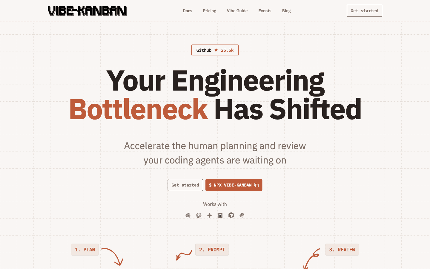 Vibe Kanban homepage