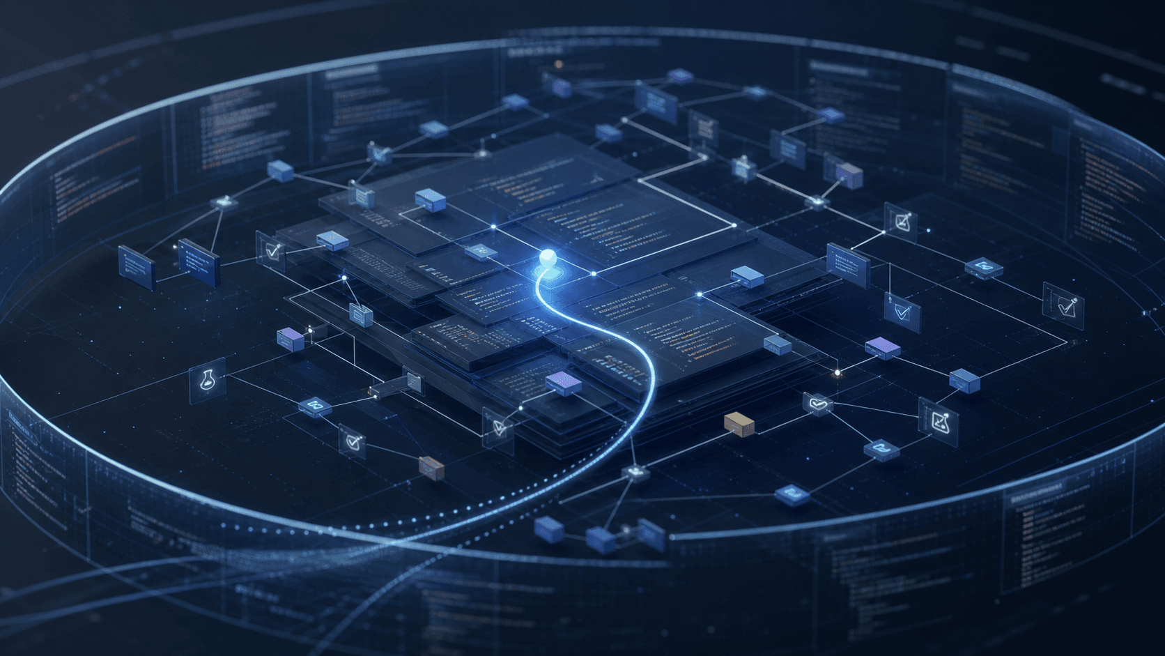 AI coding agent navigating a large context map